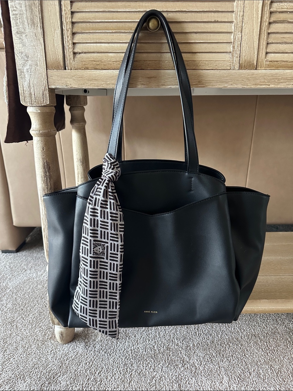 Anne Klein commuter tote with scarf